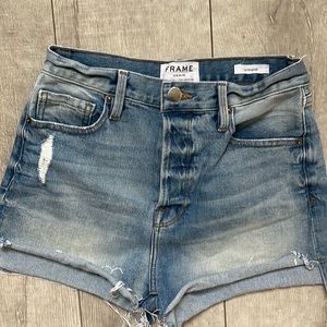 FRAME HIGH RISE CUT OFF SHORTS STYLE ‘CHLOE’ SIZE 25 PERFECT DISTRESSED LIKE NEW